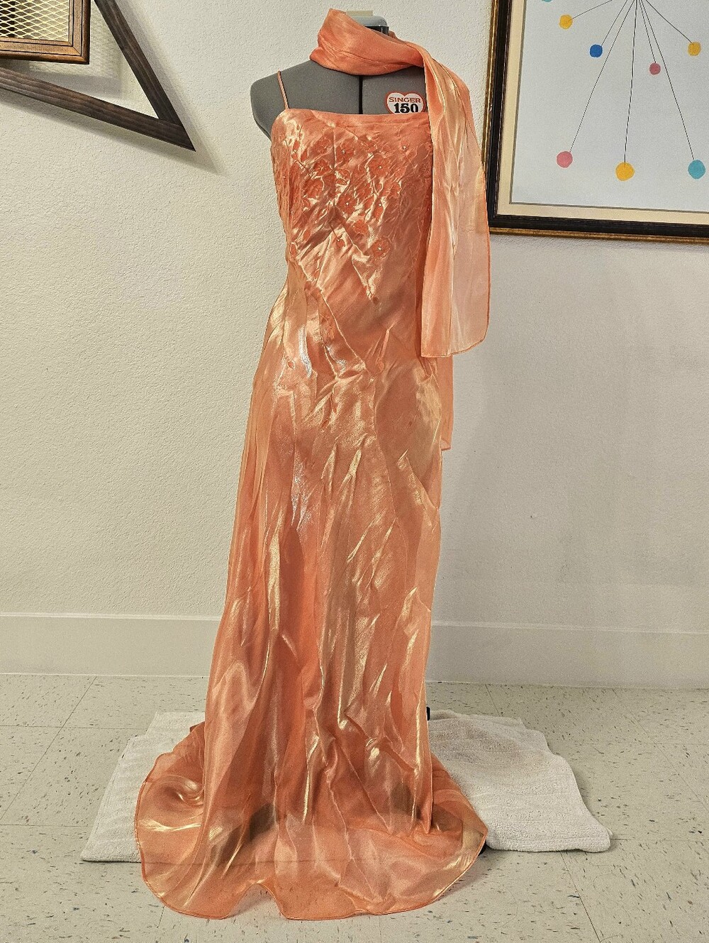 Y2K Orange Gown with Sash